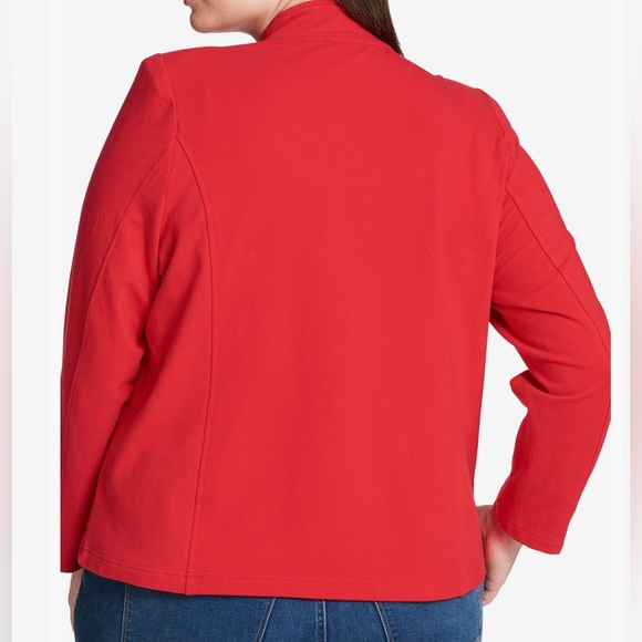 Tommy Hilfiger Red Open Front Military Style Band Jacket Long Sleeve Pockets - Picture 3 of 14